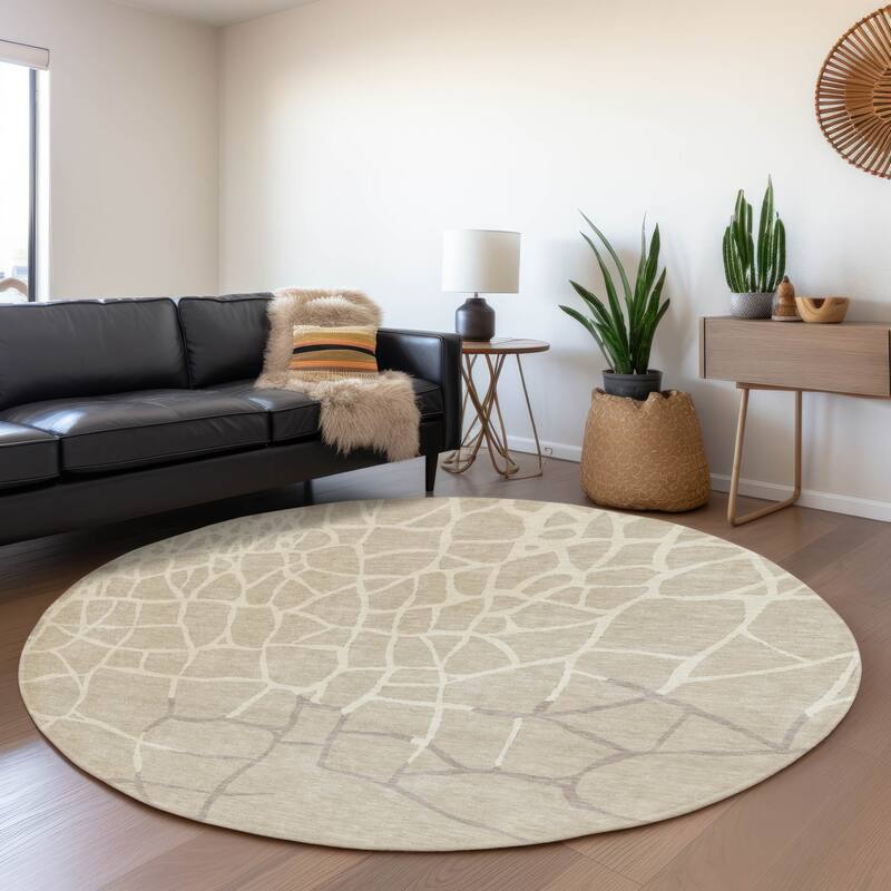 Premium Washable Super Soft Contemporary Webby Mayfield Rug - Beige - 8' x 8'