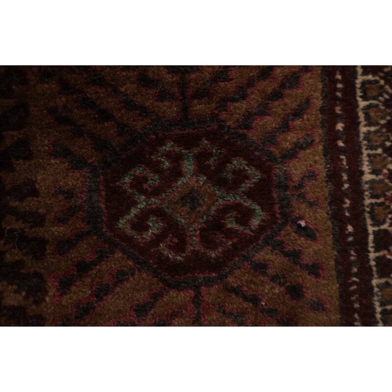 Hand Knotted Oriental 100% Wool Carpet Traditional All-Over Brown Turkoman Area Rug - 10' 6'' X 6' 10''