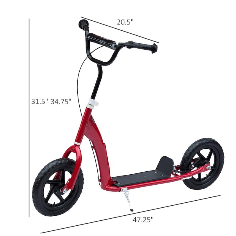 12” Lightweight Adjustable Kids Scooter with Rear Brake and Wheels Safe Riding for Children - 31.7" L x 13.7" W