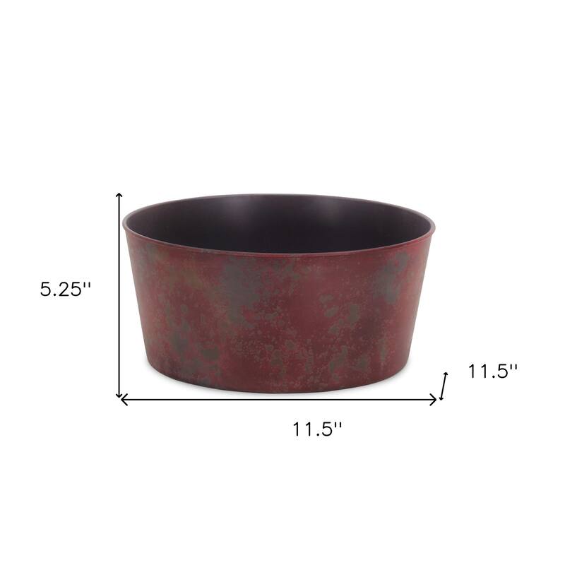 HomeRoots 12" Red Recycled Plastic Indoor Outdoor Round Pot Planter