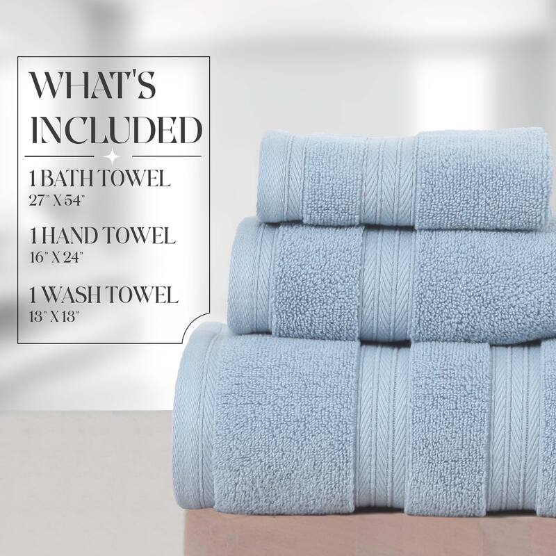 Home Weavers Elegance Essentials 550GSM Cotton Zero Twist Super Absorbent Bath Towel Set of 3