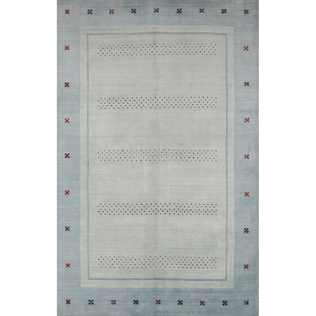 Hand Knotted Oriental 100% Wool Carpet Tribal Tribal Beige & Ivories Gabbeh Area Rug - 7' 6'' X 5' 3''
