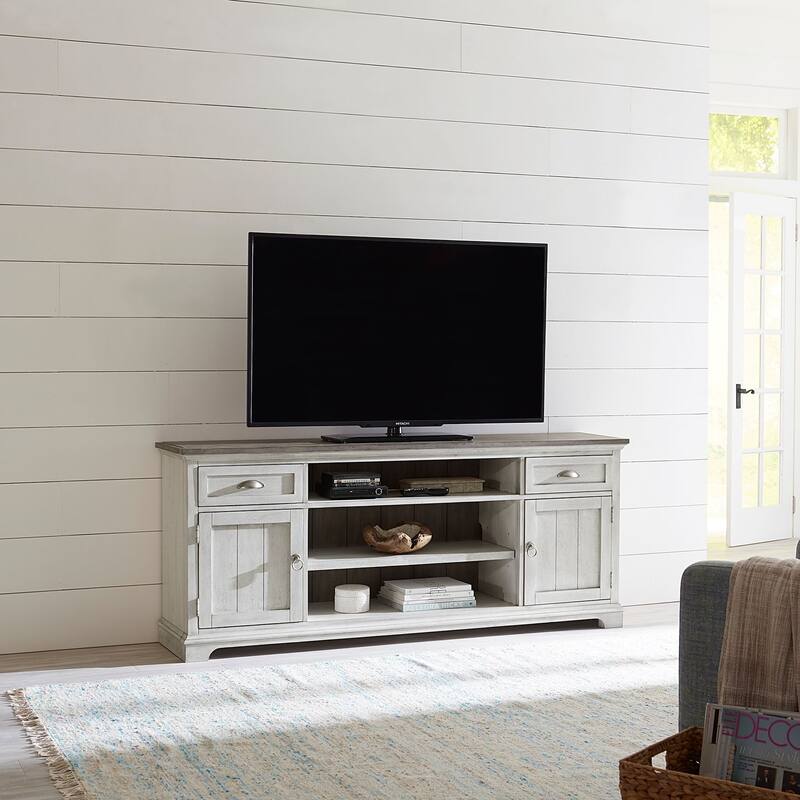 Ocean Isle Antique White 72 Inch Entertainment TV Stand - Antique White