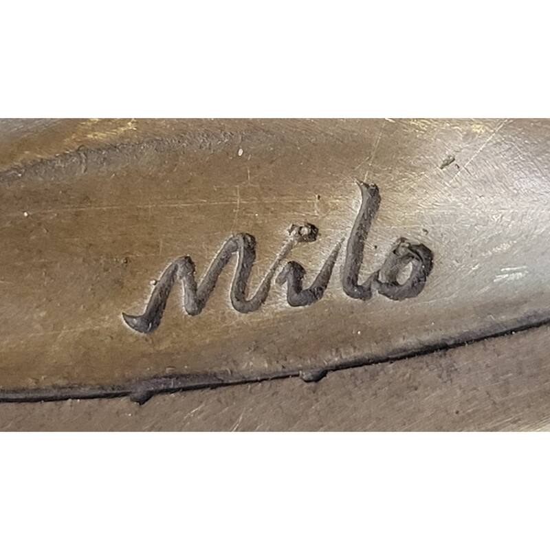Art Nouveau Female Portrait Bronze Metal Hanging Wall Plate Plaque Signed Art By Milo