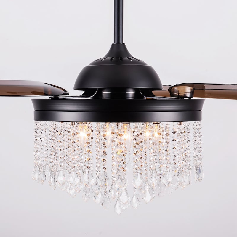 Silver Orchid Shearer 3-blade 42-inch Chrome/Crystal Ceiling Fan Chandelier