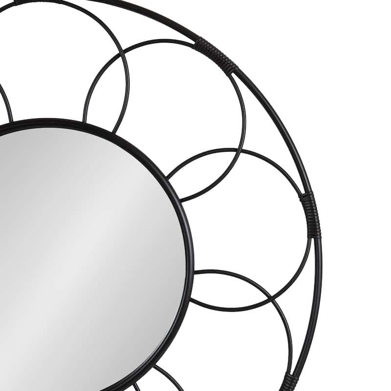 Kate and Laurel Cori Round Rattan Mirror