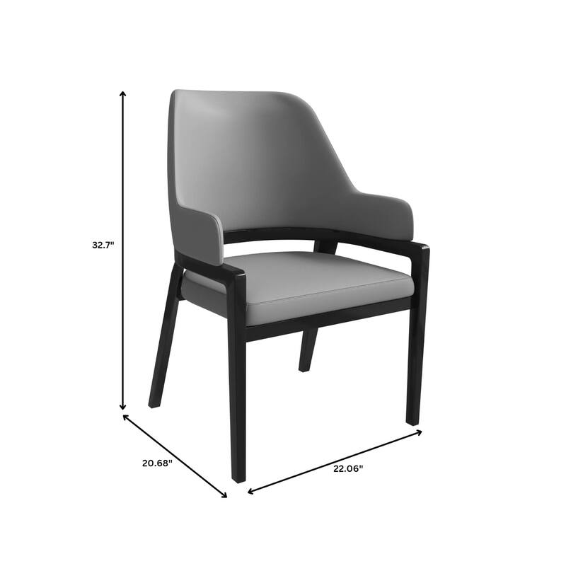 Ethora Leather Dining Chair with Curved Open Back and Rubberwood Legs Set of 4