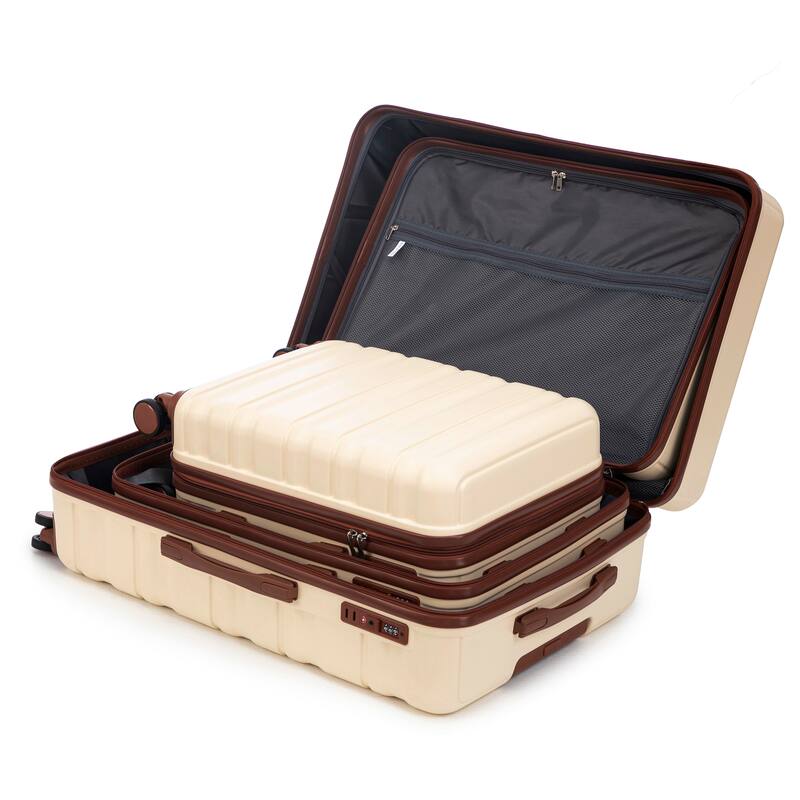 3 Piece Luggage Set Carry on Suitcase with ABS hardshell, Spinner Wheels & TSA Combination Lock