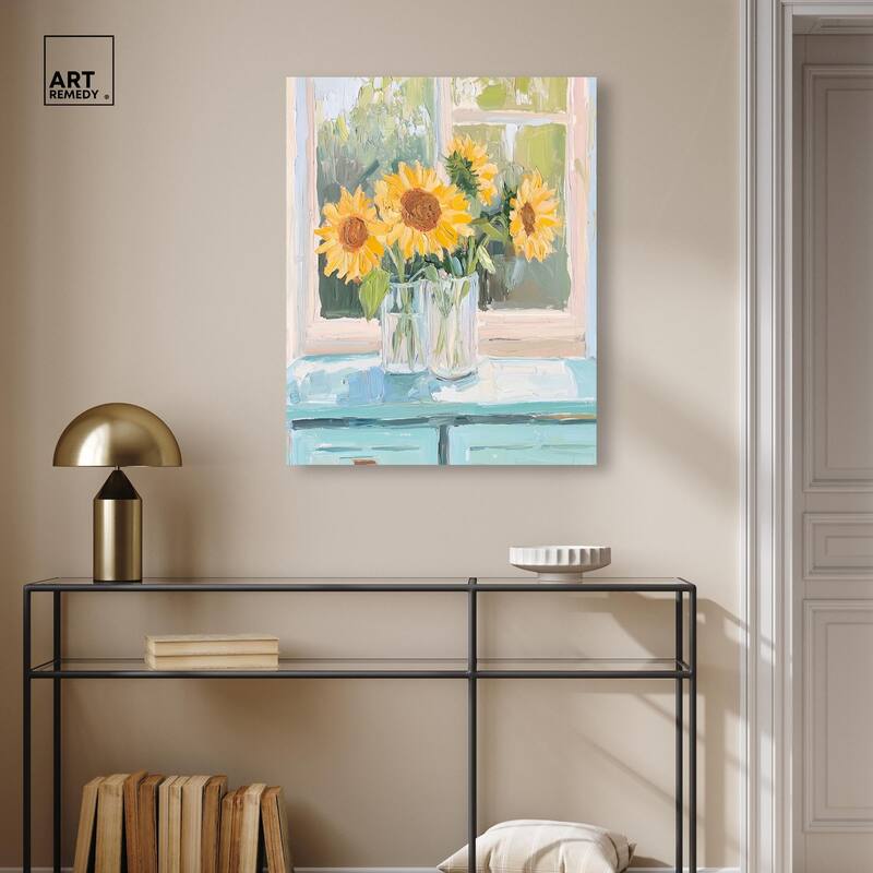Sunflower Quartet Canvas by Art Remedy, Gallery Wrapped