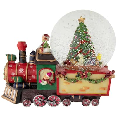Elf Train Musical Christmas Snow Globe - 8"