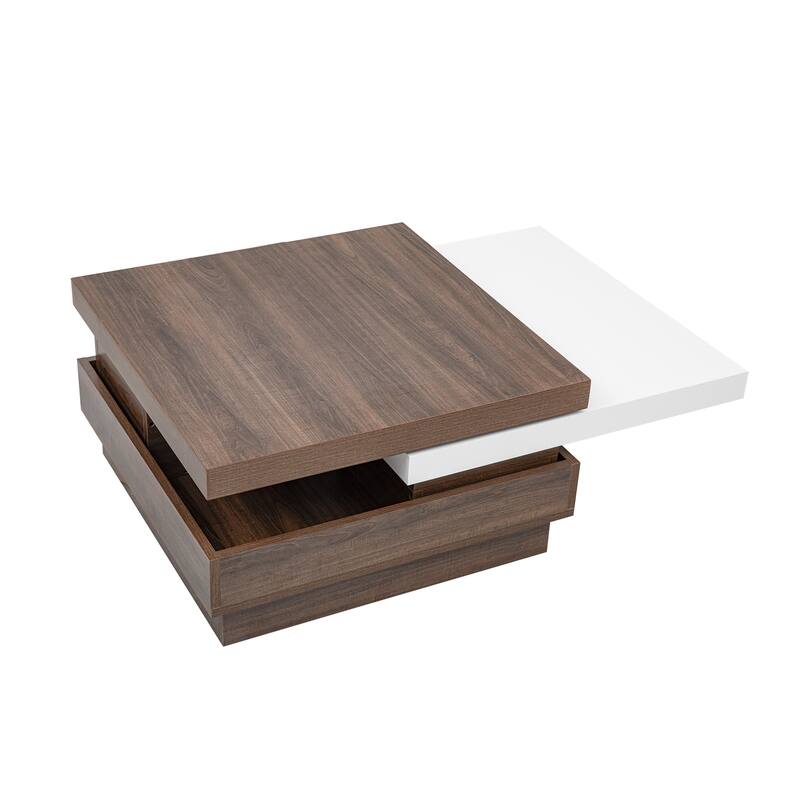 35.4" Modern Coffee Table with Rotatable Top and 1 Hidden Storage Space