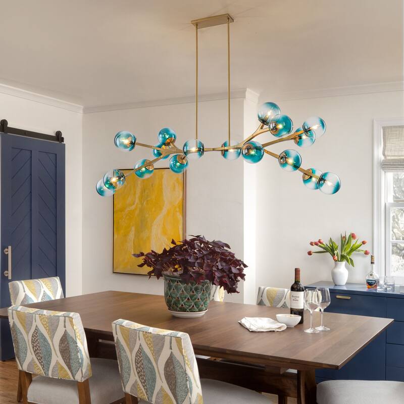 18 - Light Modern Dimmable Bubble Sputnik Linear Globe Chandelier - W68.11"