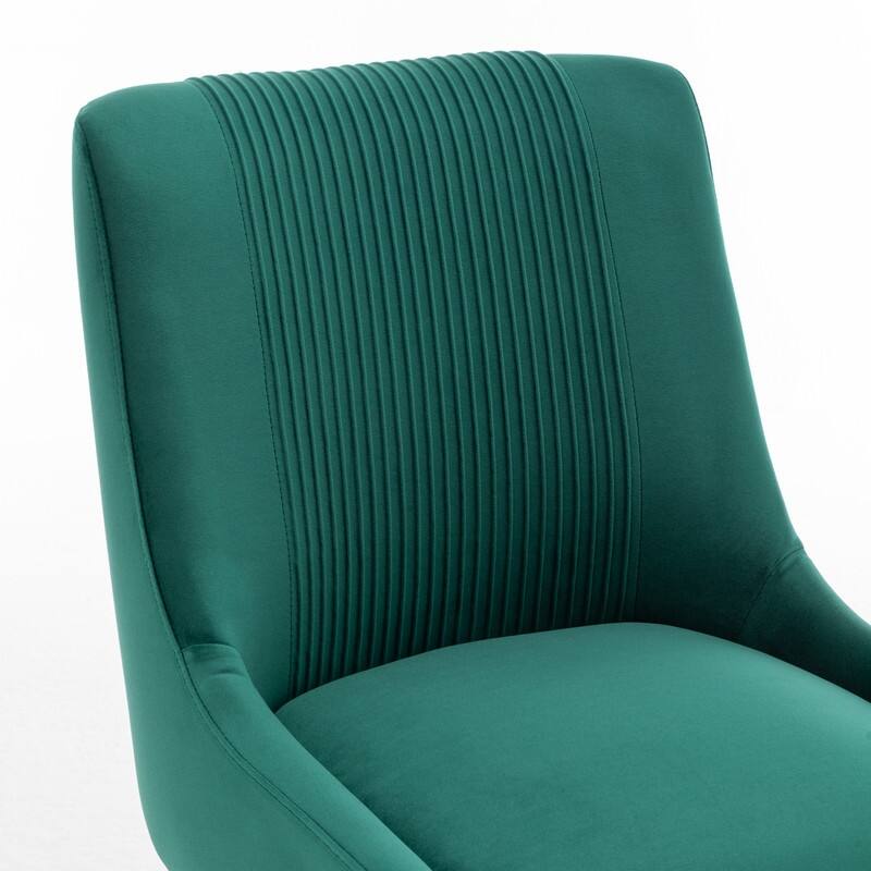 Modern Contempoary Velvet Dining Chair Set of 2 with Metal Frame Legs and Back Pull