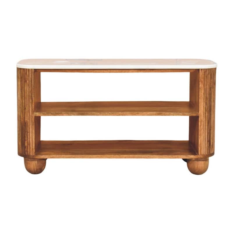 Artisan Furniture Solid Wood Beaumont Marble Shoe Bench ,Brown