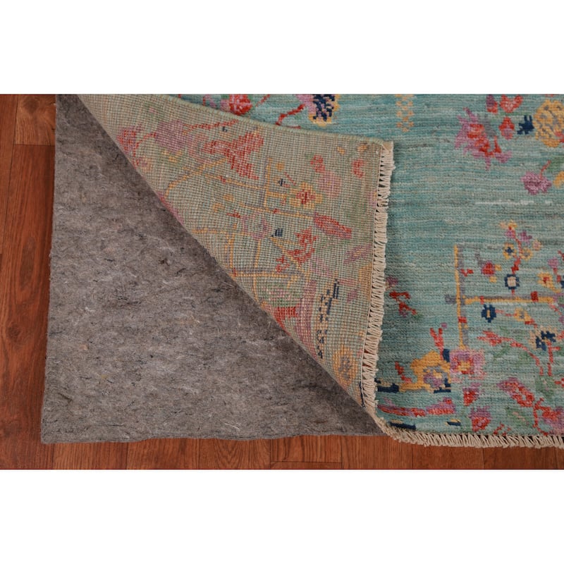 Art Deco Turkish Runner Rug Hand-Knotted Blue Wool Carpet - 2'8" x 8'1"