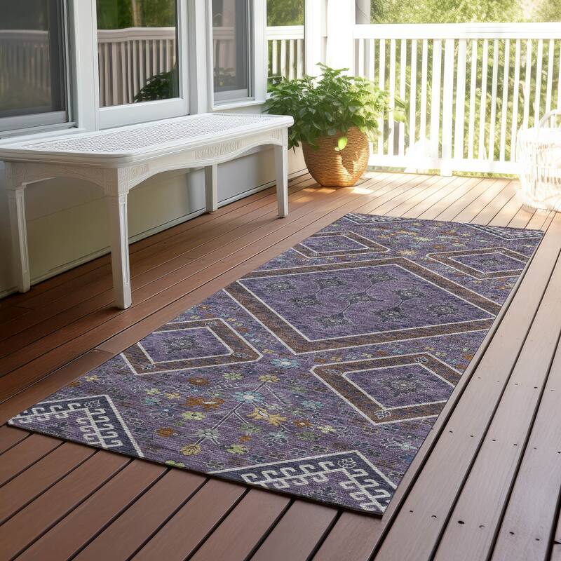 Machine Washable Indoor/ Outdoor Boho Milli Chantille Rug - Plum - 2'3" x 7'6"