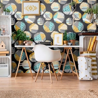 Mint Green and Gold Geometric Teens Peel and Stick Removable Wallpaper ...