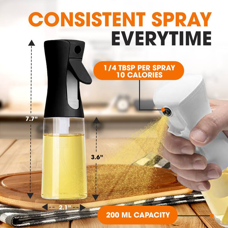 Cheer Collection Set of 2 Multi-Use Glass Oil Sprayer Bottles