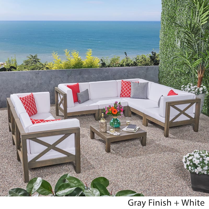 Brava 9-piece Acacia Wood Sectional Sofa Set by Christopher Knight Home
