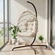 preview thumbnail 35 of 53, Oversized 1-Person Foldable Hanging Egg Chair - Wicker Swing Chair with Stand, Portable for Indoor Outdoor Patio
