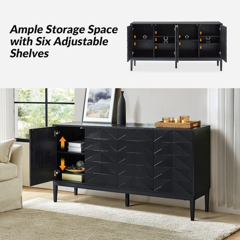 Dennis Contemporary 63"Wide 4-Door Sideboard with Adjustable Shelves