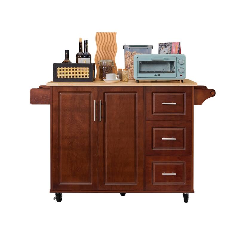 Chichoice 53.8" W Mobile Kitchen Island Cart with Drawers, Rolling Kitchen Island with Storage for Dining Room