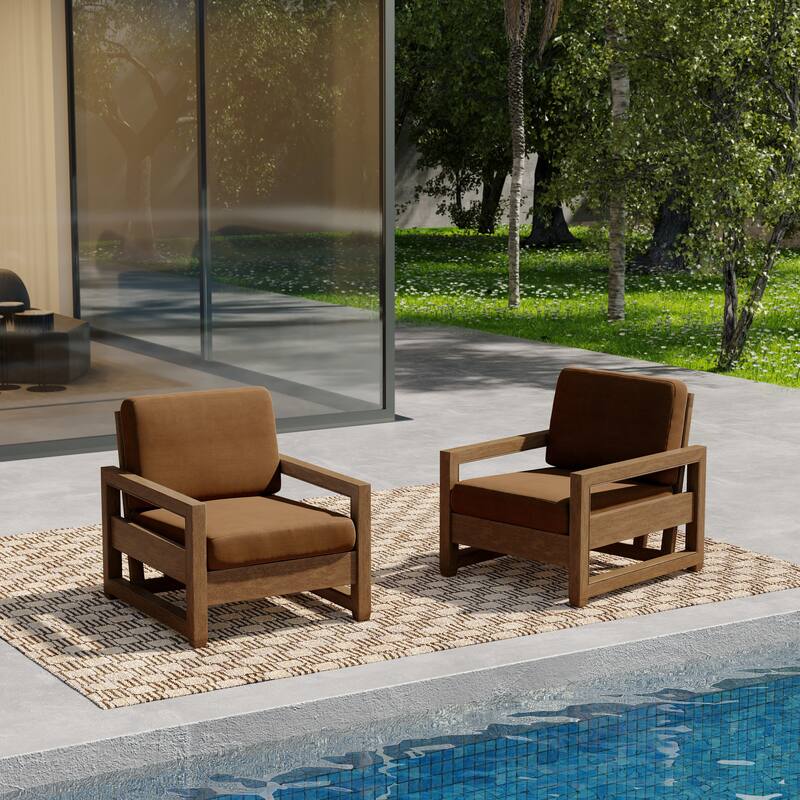 Patio Teak Wood Outdoor Arm Chair with Cushion