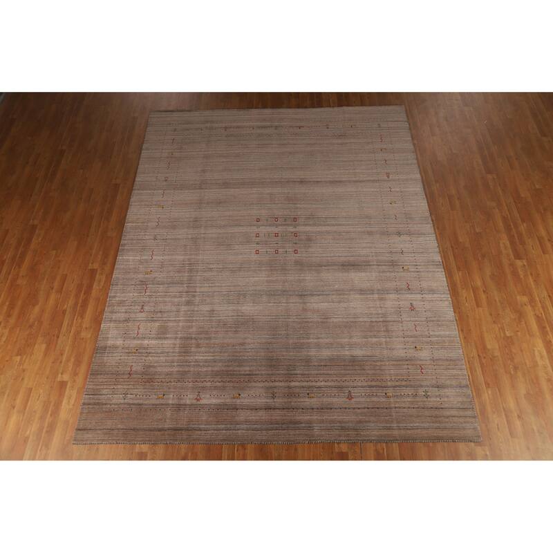 Hand Knotted Oriental 100% Wool Carpet Tribal Tribal Brown Gabbeh Area Rug - 11' 7'' X 9' 0''