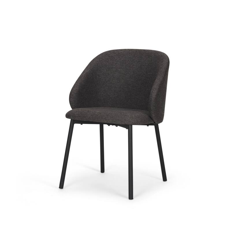 Shannon Dining Chair w/ Gray Fabric & Matte Black Metal - Grey