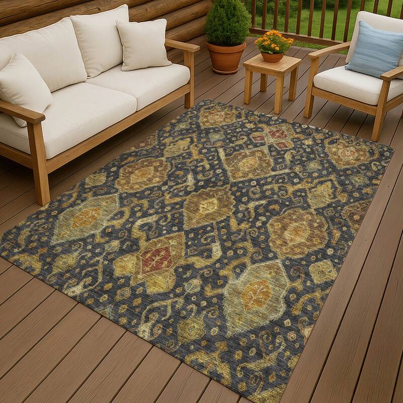 Machine Washable Indoor/ Outdoor Traditional Venetian Chantille Rug