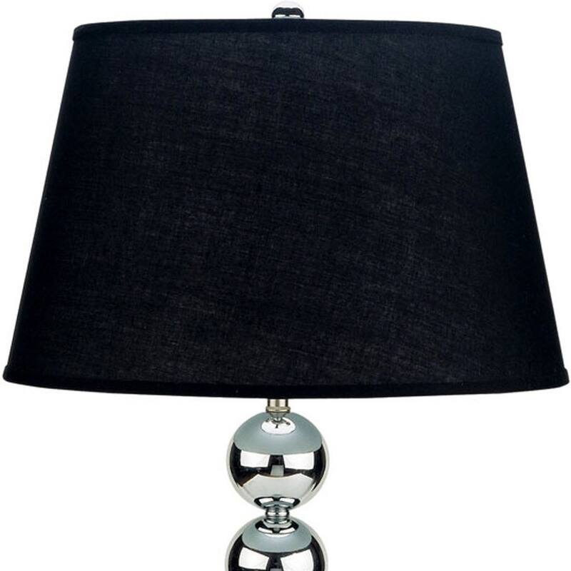 Silver Bauble Table Lamp with Black Shade - Large