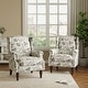 preview thumbnail 65 of 85, 2 Set Transitional Patterned Wingback Accent Chairs with NailHead Plants Beige