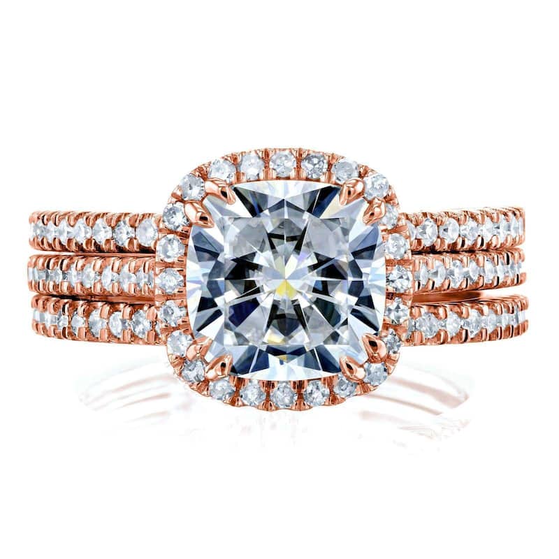 Kobelli 2.40 Carat Lab Grown Diamond Certified 14k Solid Gold Cushion-cut Near Eternity Capri 3pc Bridal Set (EF/VS)