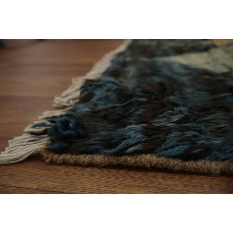 Hand Knotted Oriental 100% Wool Carpet Modern Tribal Multi-Colored Moroccan Area Rug - 9' 10'' X 6' 8''