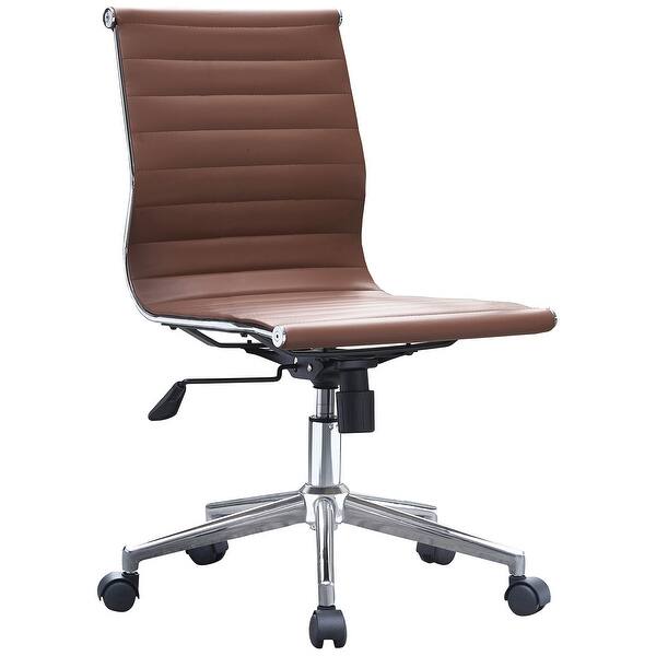 2xhome Swivel Adjustable Height Pu Leather Office Chair Mid Back Armless No Arms Side Ribbed Executive Ergonomic Task Work On Sale Overstock 14390900