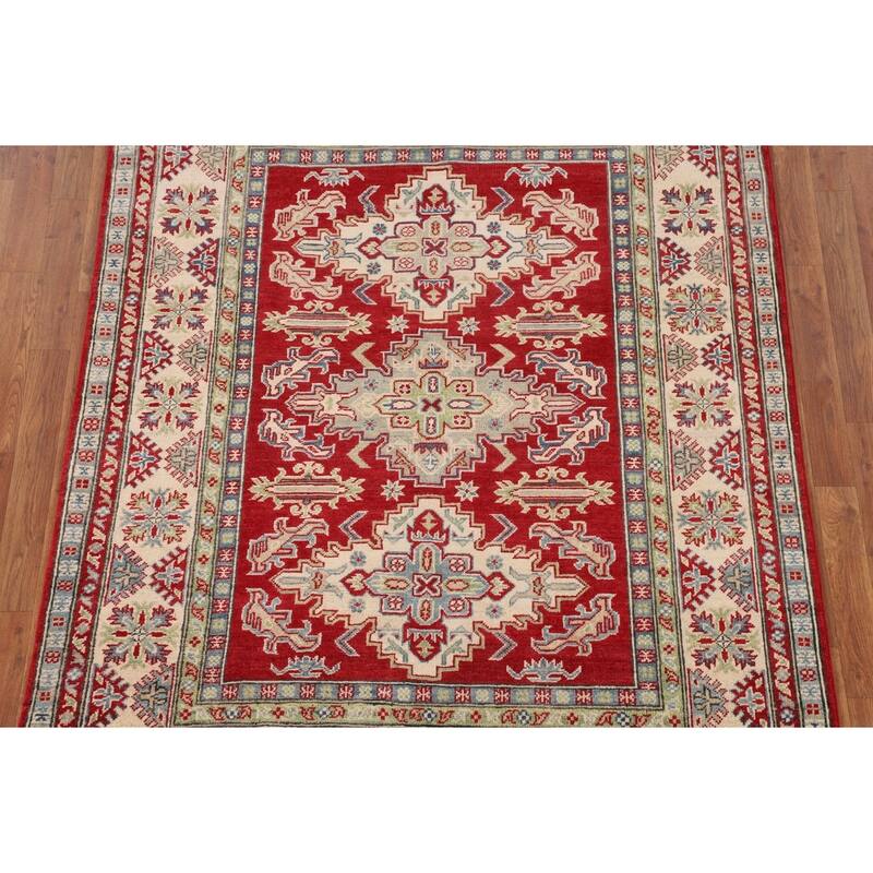 Red Kazak Oriental Area Rug Hand-Knotted Bedroom Wool Carpet - 5'1" x 6'8"
