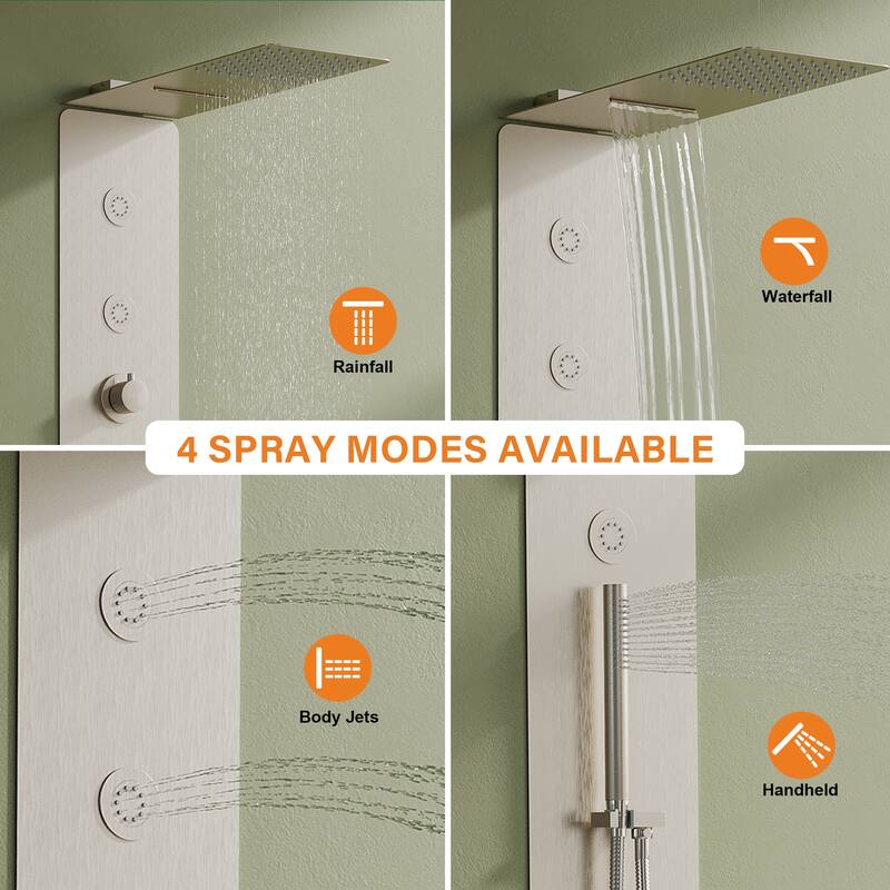 4-Function 39 in. Shower Full Body Shower Panel System with Rainfall Shower head,Body Jets And Hand Shower(Valve Included)