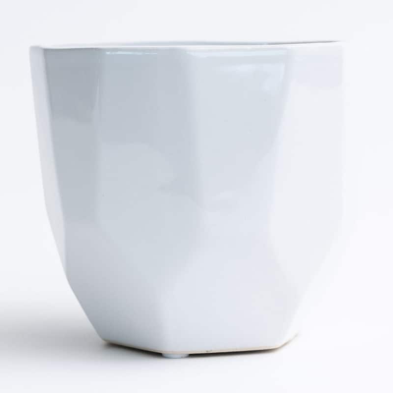 White Glazed Geometric Planter