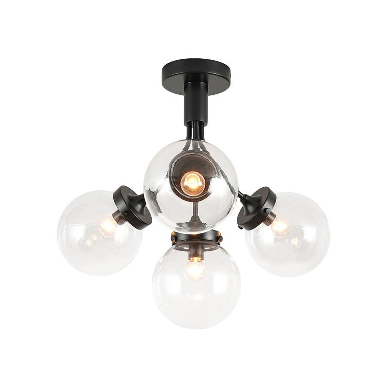 Modern 4-Light Glass Bubble Sputnik Semi Flush Ceiling Light