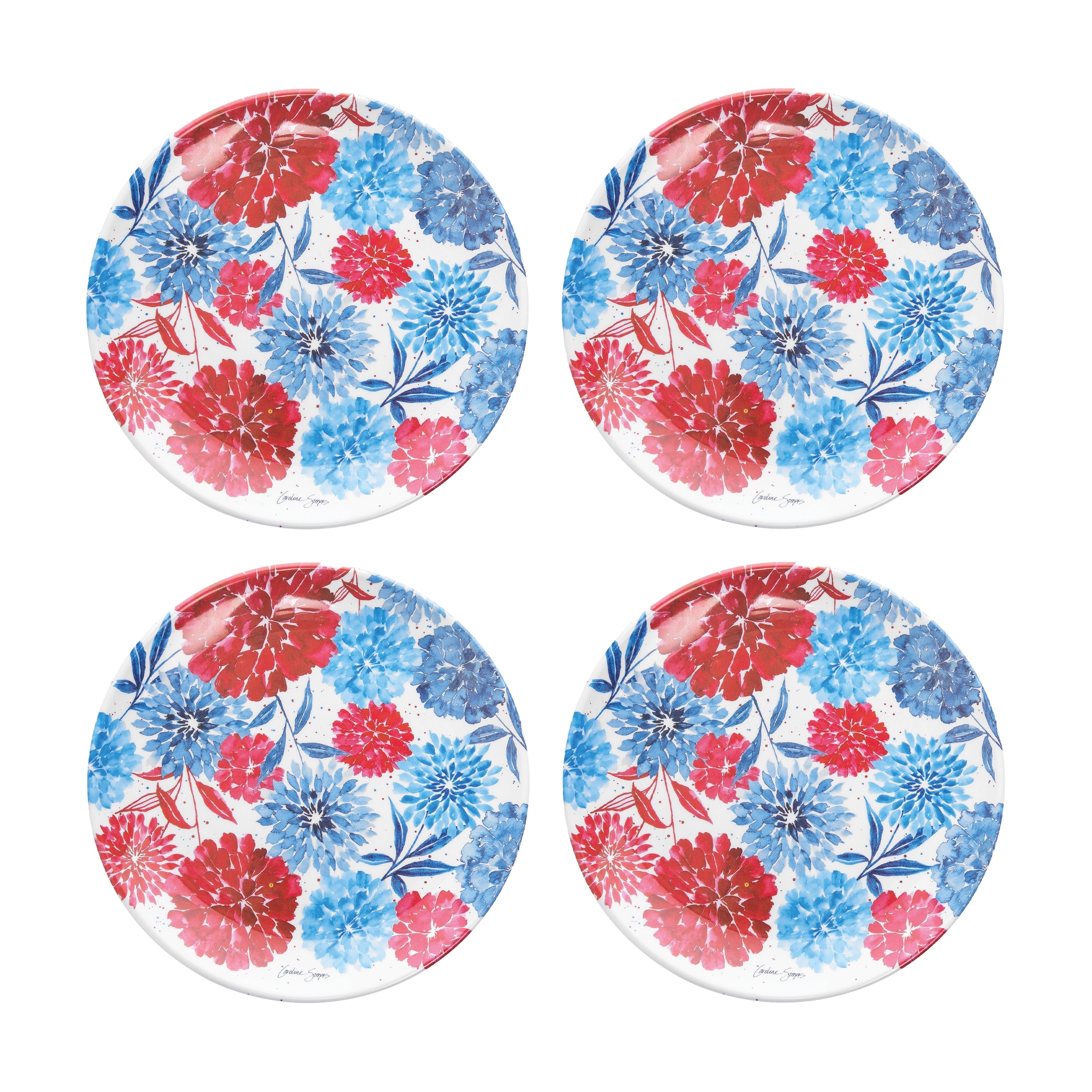 Southern Living Patriotic Americana July 4th Melamine 8.25” Plates Set of 4 New 