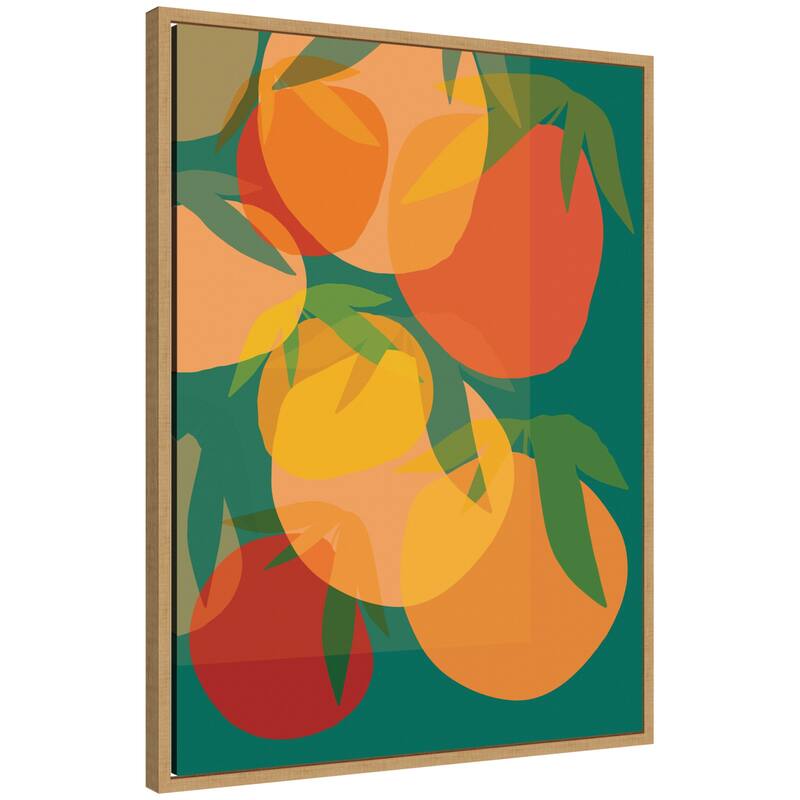 Kate and Laurel Spring Citrus 2 by Alicia Bock Framed Canvas Wall Art Print - 23 x 30 - Brown