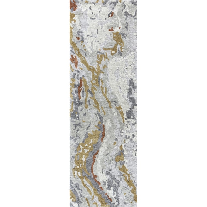 Alora Decor Lapis Brown, Grey, and Cream Hand-tufted Wool Blend Rug