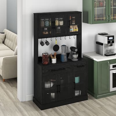 Moasis 71 Inch Tall Pantry Cabinet with Power Strip and Drawers for Kitchen Storage Organizer