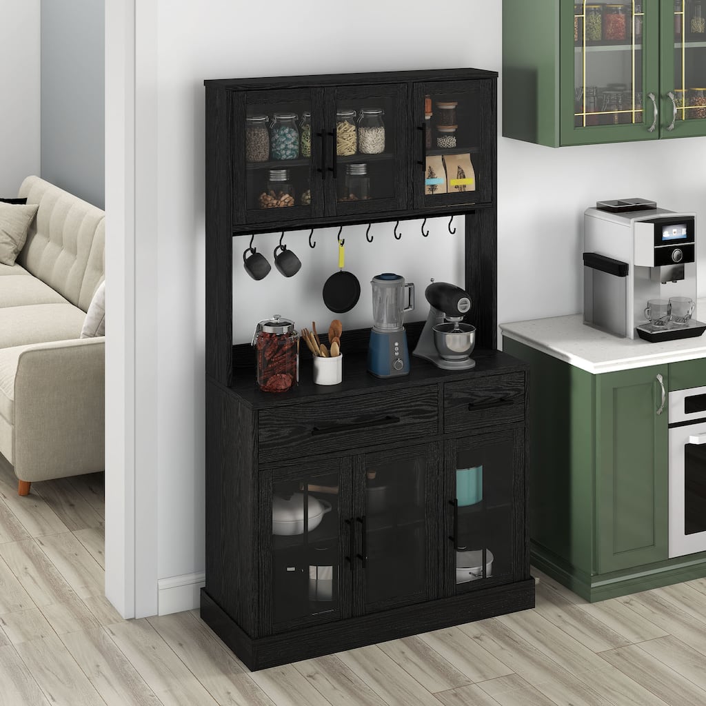 Moasis 71 Inch Tall Pantry Cabinet with Power Strip and Drawers for Kitchen Storage Organizer