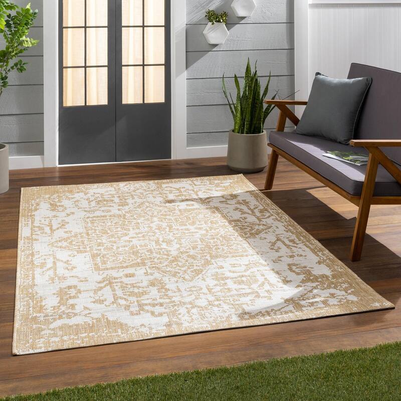 Livabliss Eagean Updated Traditional Medallion Indoor / OutdoorArea Rug