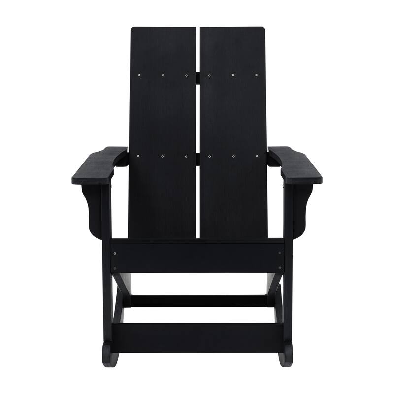 Modern 2-Slat Adirondack Poly Resin Rocking Chair for Indoor/Outdoor Use