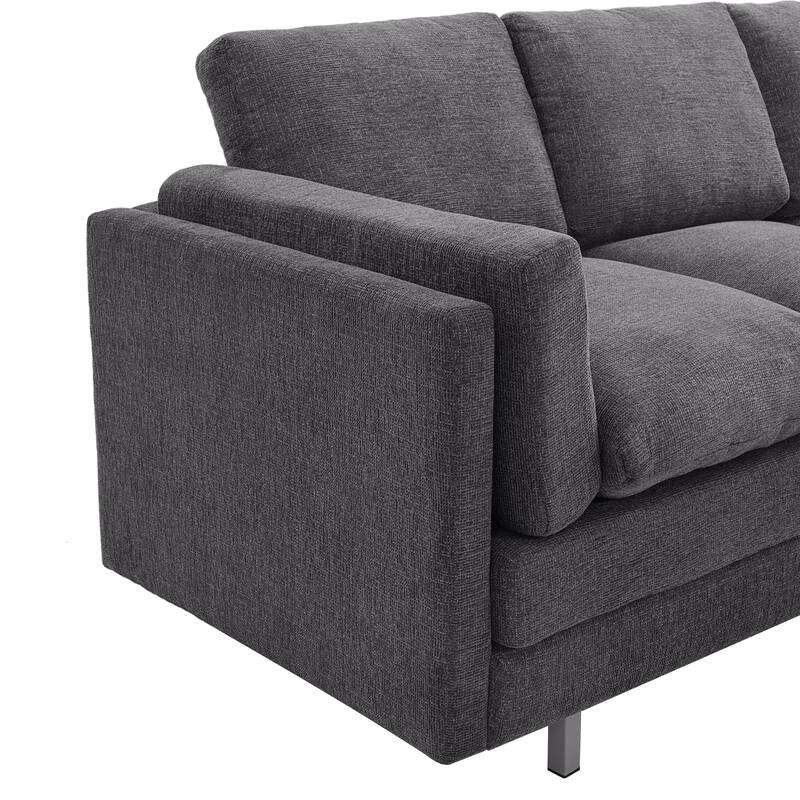Christopher Knight Home - Lennox Modern Upholstered 3-Seater Sofa with Dual-Layer Cushions and Metal Legs