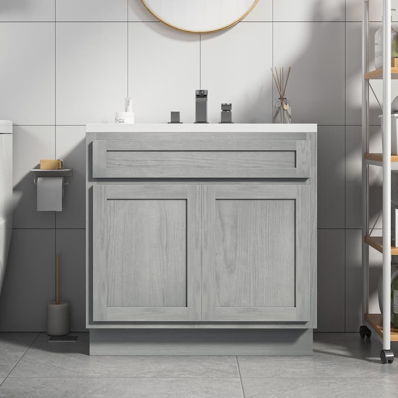 Vanity Art 36 Inch Single Sink Bathroom Vanity Cabinet - Silver