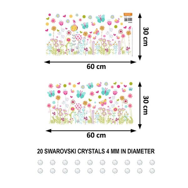Walplus Colorful Butterfly Flower Skirting Wall Sticker with Swarovski Crystals Nursery Decor