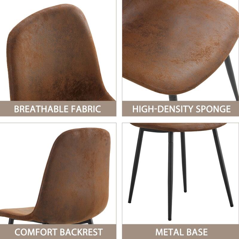 Modern 6 Piece Fabric Dining Chair Set with Cushions, Metal Legs, Non Slip Feet for Dining Room Kitchen Bedroom Living Room